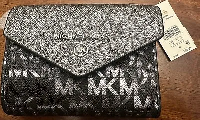 Genuine NEW Michael Kors Jet Set Charm Envelope Trifold Wallet Black Multi • $60