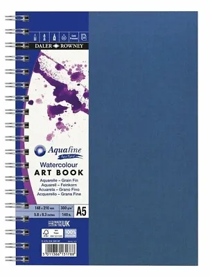 £14.97 • Buy Daler Rowney A5 Spiral Aquafine TEXURED Watercolour Sketchbook 300gsm 20 Sheets
