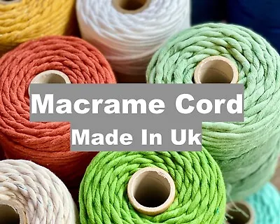 Macrame Cord / Yarn 36 Colours 3mm - 4mm  Premium Single Twisted Cotton Cord • £12.39