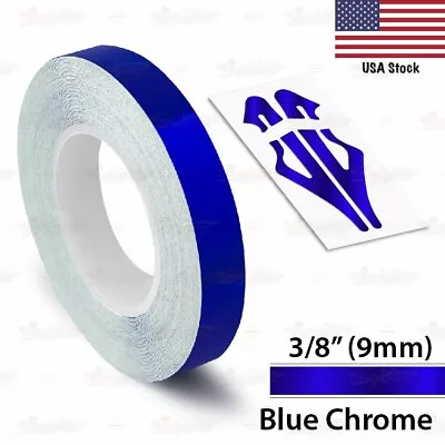 BLUE CHROME 3/8  PIN STRIPE Car Model Motorcycle Decal TAPE Vinyl Sticker 9mm • $9.95