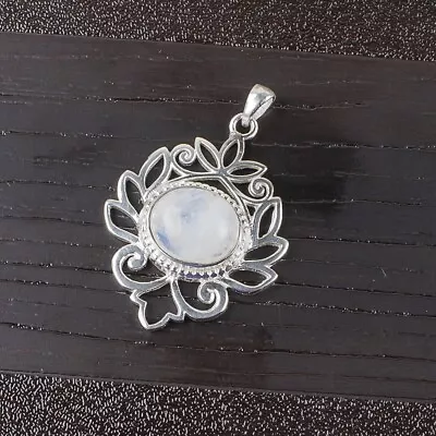 Gift For Women Pendant 925 Sterling Silver Natural Rainbow Moonstone Gemstone • $22.50