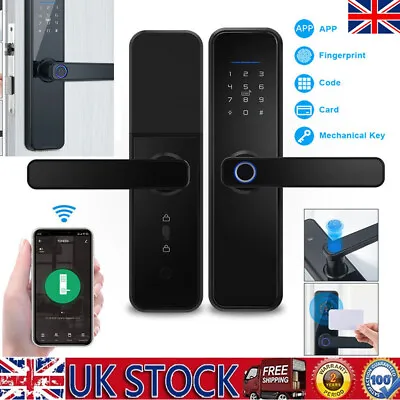 Smart Electronic Door Lock Fingerprint Card Password Keys Unlock Home Security • £58.99