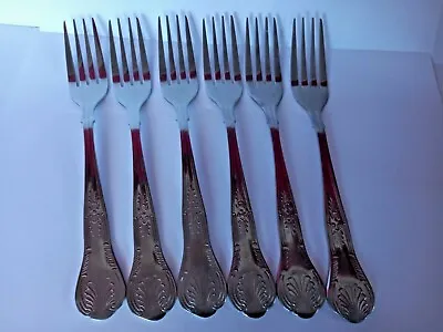 £4.99 • Buy Vintage/retro Set Of 6 Stainless Steel 'kings Pattern' Large Sized Forks
