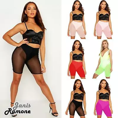 £6.99 • Buy Womens Mesh See Through Short Pants Plain Summer Active Sports Cycling Shorts