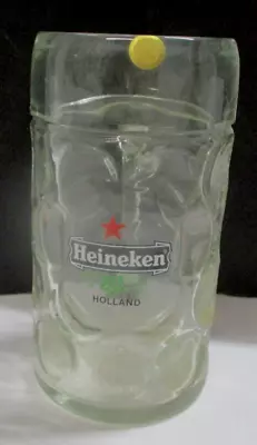 Vtg Heineken Beer Mug With Holland Logo & Red Star Heavy Clear Glass 1L 33.8oz  • $11.99