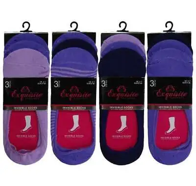 Ladies/Girls/Womens 3pack Cotton Rich Invisible Hidden Liner Footsie Size UK4-7 • £3.49