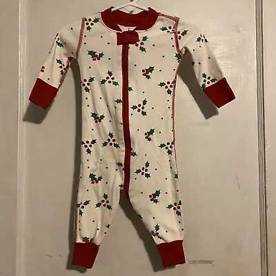 Hanna Andersson Baby Size 60 3-6 Months Christmas PJs Holly Leaf Pajamas • $16.99