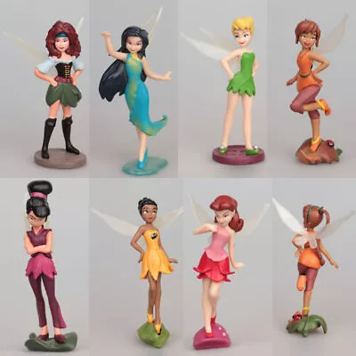 7PC/Set Tinkerbell Fairy Princess Action Miniature Figure Cake Topper Doll Toys • £7.86