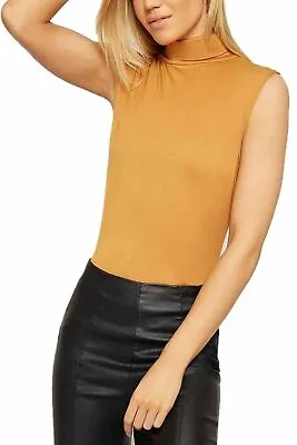 £7.49 • Buy Womens Sleeveless Polo Neck Top Ladies Roll Neck Turtle High Neck Plain Top 8-26
