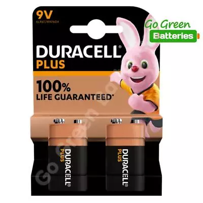 Duracell 9V Plus Power PP3 Alkaline Batteries Smoke Alarm LR22 6LR6 MN1604 BLOC • £6.59