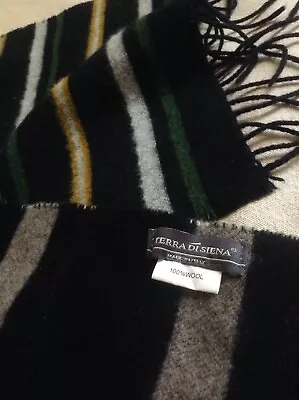 £5 • Buy Pure Wool Long Scarf - Navy Blue Stripe - Made In Italy - Lovely Condition