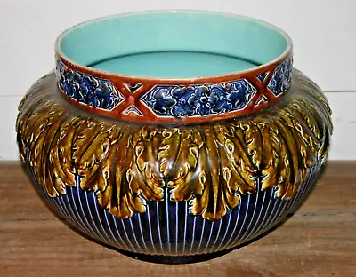 Vintage Art Pottery Majolica Jardiniere Planter Pot - Art Nouveau - 16.5  D • $339.15