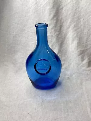Vintage Wheaton Blue Glass Bottle With Crown Design 5 1/2 .. Nj • $14.99