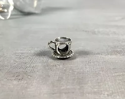 PANDORA Moments Vintage Sterling Silver Teacup Cup & Saucer Charm 790361 • £14