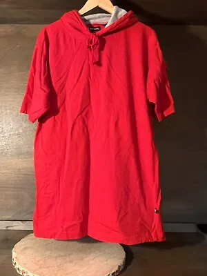 FERRUCHE Men's X-Large Red Hoodie VINTAGE EUC SHORT SLEEVE PULLOVER 100% COTTON • $15.99