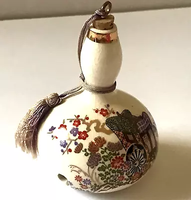 Vintage Asian 3.75” Tall Bottle With Cork & Tassel ~ Made In Japan • $16.95