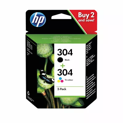 HP 304 TWIN PACK 3JB05AE 1 X BLACK & 1 X COLOUR INK CARTRIDGE ORIGINAL 2024 Date • £24.77