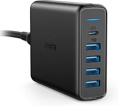 $59.99 • Buy USB C Wall Charger, Anker Premium 60W 5-Port Desktop Charger With 30W PD Port