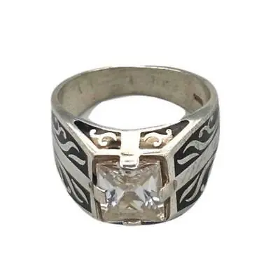 Sterling Silver Moroccan Berber Mens Ring - Quartz & Onyx Size 12.5 - Handmade • $85