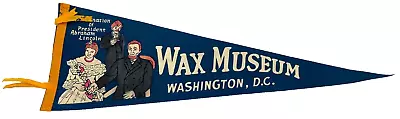 VTG Wax Museum Washington D.C.  Lincoln  Pennant Flag Blue Yellow 27 ! • $22.99