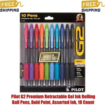 Pilot G2 Premium Retractable Gel Ink Rolling Ball Pens Bold Point 10 Count • $15.74