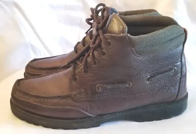 Mens SPERRY Moc Toe Brown Leather Boots 9W • $16.99