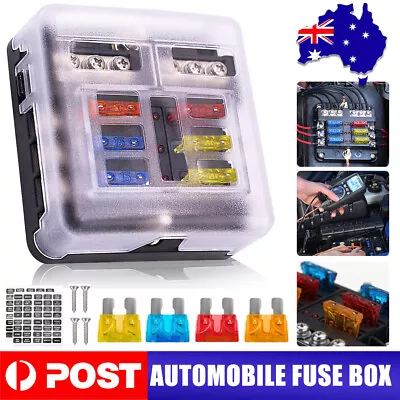 6 Way Blade Fuse Block Box Holder LED Light 12V 32V Circuit Caravan Marine Car  • $13.59