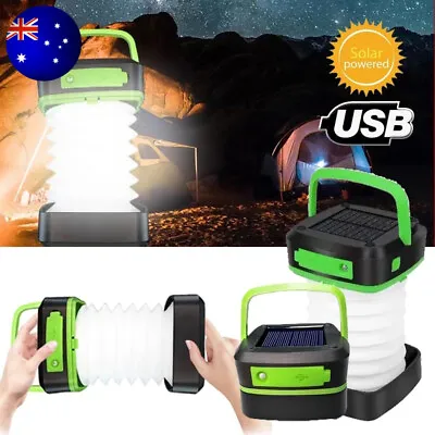 $15.95 • Buy LED Camping Lantern Solar Powered Tent Light Collapsible Lamp USB Rechargeable