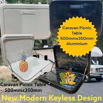 CARAVAN CAMPER FOLDOUT DROP DOWN TABLE PICNIC TABLE  500mm X 350mm KEYLESS WHITE • $175