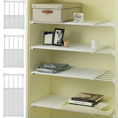 Adjustable Closet Cupboard Storage Organizer Shelf Extendable Divider Rack UK • £9.45