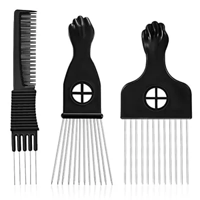 3 Pack Metal Hair Pick Set Afro Pick Comb Picks For Men Beard Curly Hair Hair • $9.91