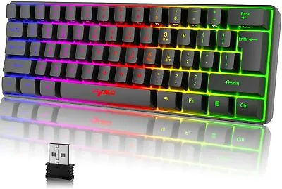 60% Wireless Gaming Keyboard  RGB Backlit  61 Keys Mechanical Bluetooth 5.0 2.4G • $42.20