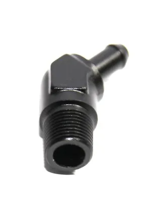 BLACK 3/8  NPT Male To 3/8  Hose Barb 45 Degree Aluminum Fitting Adapter • $10.99