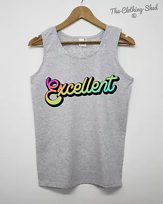 Excellent Slogan Vest 90's Tank Top Singlet Awesome Rad Surf Skate Clothing • £9.95