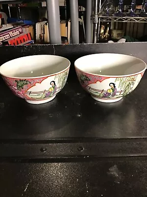 Set Of Two Hand Painted Chinese Porcelain Bowl| Made In Macau “Beautiful “ • $85