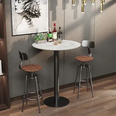 Luxury Round Bar Table Sintered Stone Bistro Pub Table Black/ Gold Painted Base • $219.90