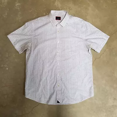 Untuckit Shirt Mens Large White Slim Barosso Check Plaid Button Up Wrinkle Free • $24.99