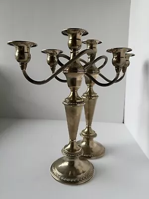 Vintage Pair Of Crown Sterling Silver Weighted Candelabras Convertible • $295