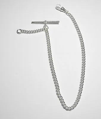 Albert Chain Solid Sterling Silver Pocket Watch Curb Fob .925 Made In UK - FA46 • $40.71