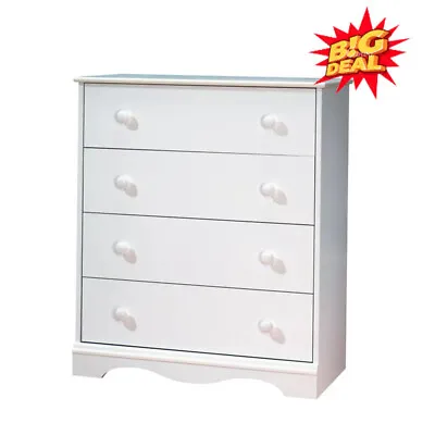 $135.30 • Buy 2023 Chest Of Drawers Dresser 4 Drawer Furniture Cabinet Bedroom Storage WHITE