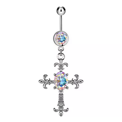 Stainless Steel Cross Dangle Belly Button Ring Fashion Punk Cool Navel Nail • $1.89