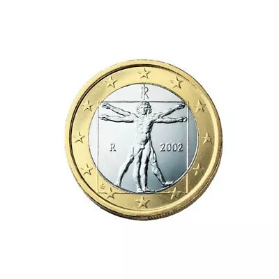 2002 Italy Bi-metallic 1 Euro Coin  - Leonardo Da Vinci Vitruvian Man • $401.57