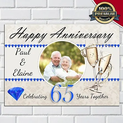 £3.99 • Buy Personalised Sapphire 65th Wedding Anniversary Photo Door Wall Party Banner N69