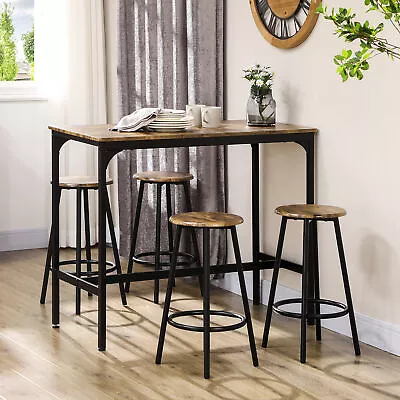 HOMCOM 5-Piece Bar Table And Chairs Set With Metal Frame For Dining Room • $126