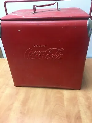 Vintage~DRINK COCA-COLA~Large Metal Cooler Ice Chest~Action Mfg~1950's 16x17x12  • $99.99