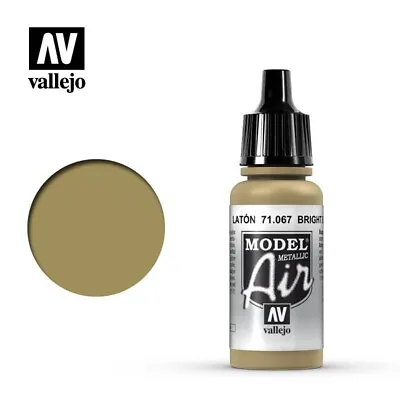 Vallejo Model Air: Bright Brass Metallic - Acrylic Paint Bottle 17ml VAL71.067 • £2.65