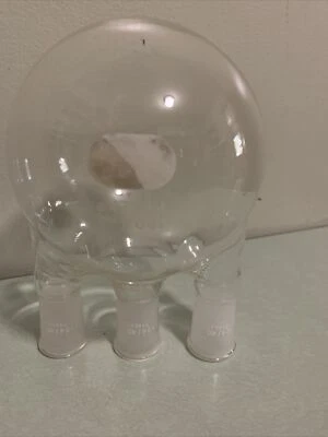 $10 • Buy Corning Pyrex Glass 24/40 Vertical 3-Neck 1000mL 1L Round Bottom Flask, Chipped