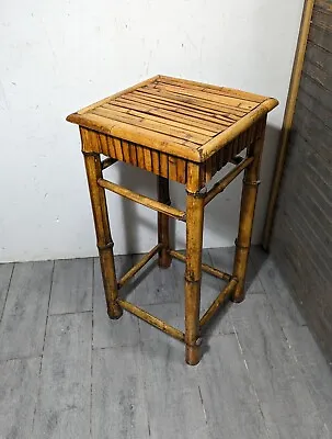 Vintage Mid Century Modern Bamboo Asian Boho Chic Square Plant Table • $153