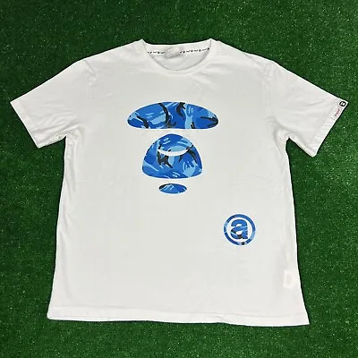 AAPE Now By A Bathing Ape T Shirt Blue Camo Men's Size XL Authentic Streetwear • $49.96