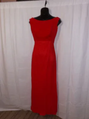 Stand Out Vtg 60s RED VELVET CHIFFON MAXI DRESS Sz 34 XMas Cocktail Party CLASSY • $99.99